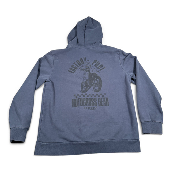 Oakley Sweater Adult EXTRA LARGE Blue Zip Hoodie Factory Pilot Motocross - Picture 2 of 9